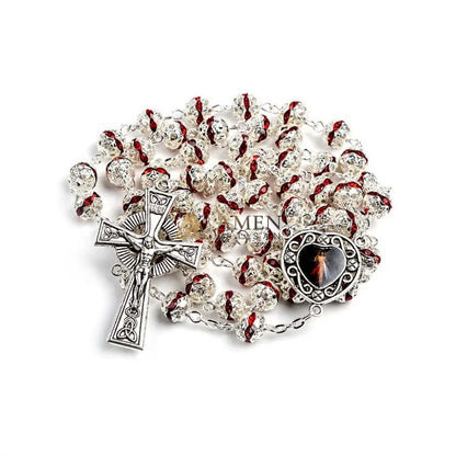 Alloy&Zirconia Bead Crucifix Rosary Amen Artisan
