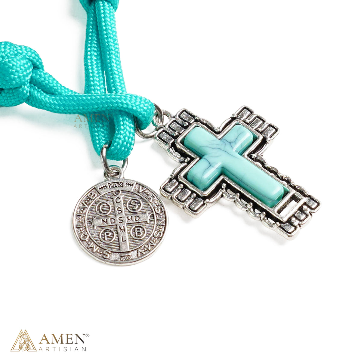 Turquoise St. Benedict One-Decade Pocket Rosary