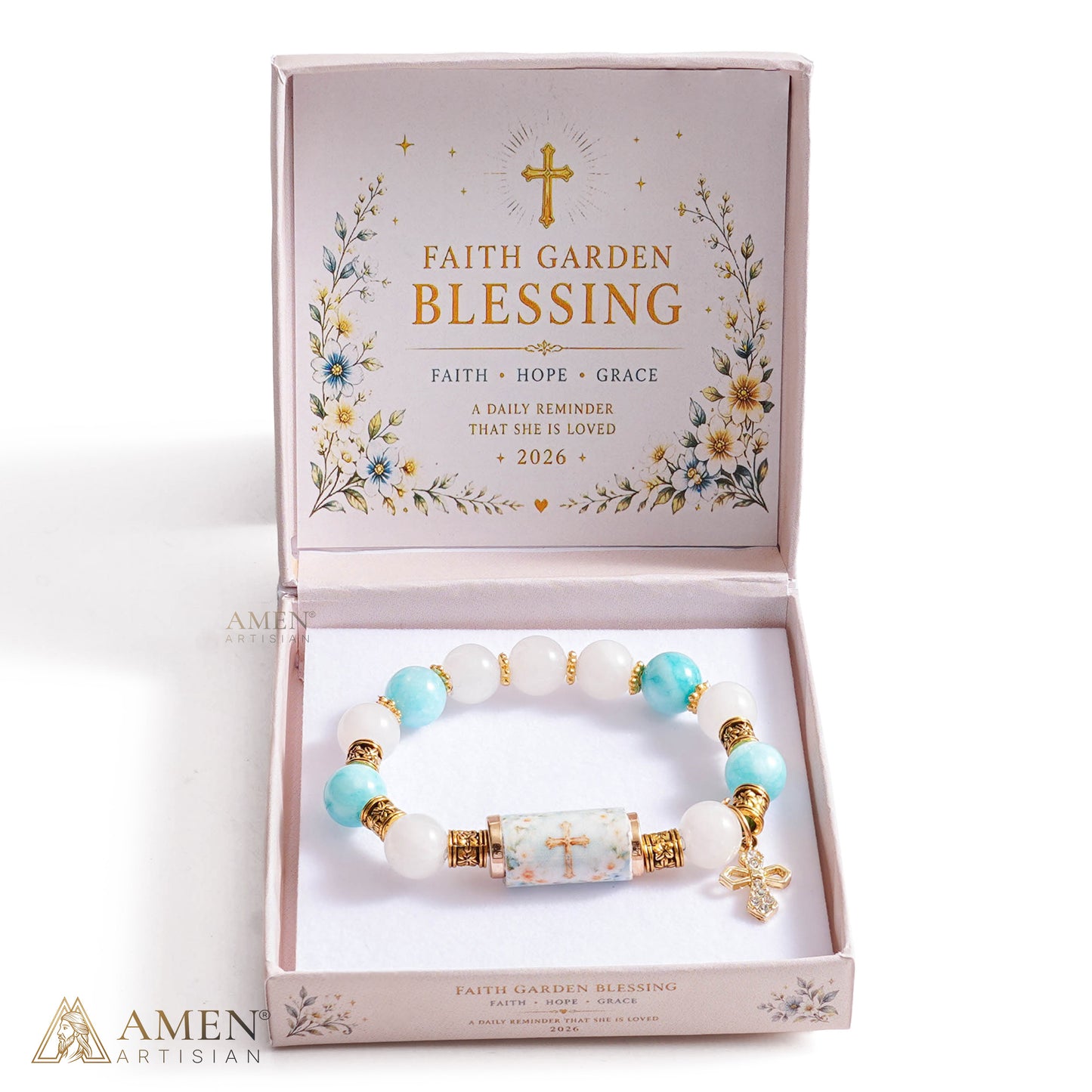 A Cool, Gentle Reminder of Faith — Natural Crystal Cross Bracelet