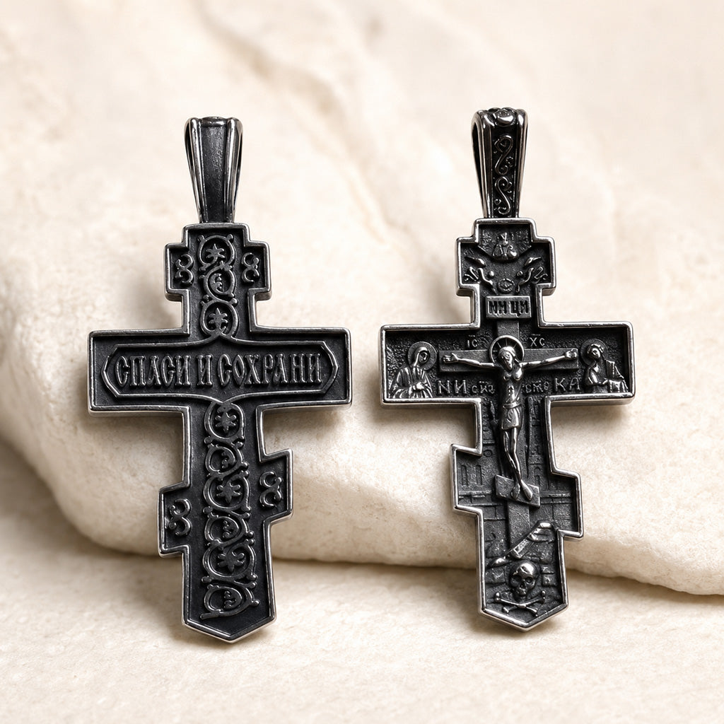 Silver-Tone Detailed Crucifix Necklace for Prayer and Everyday Faith