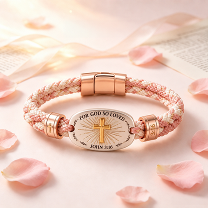 Hand-Braided Scripture Cross Bracelet