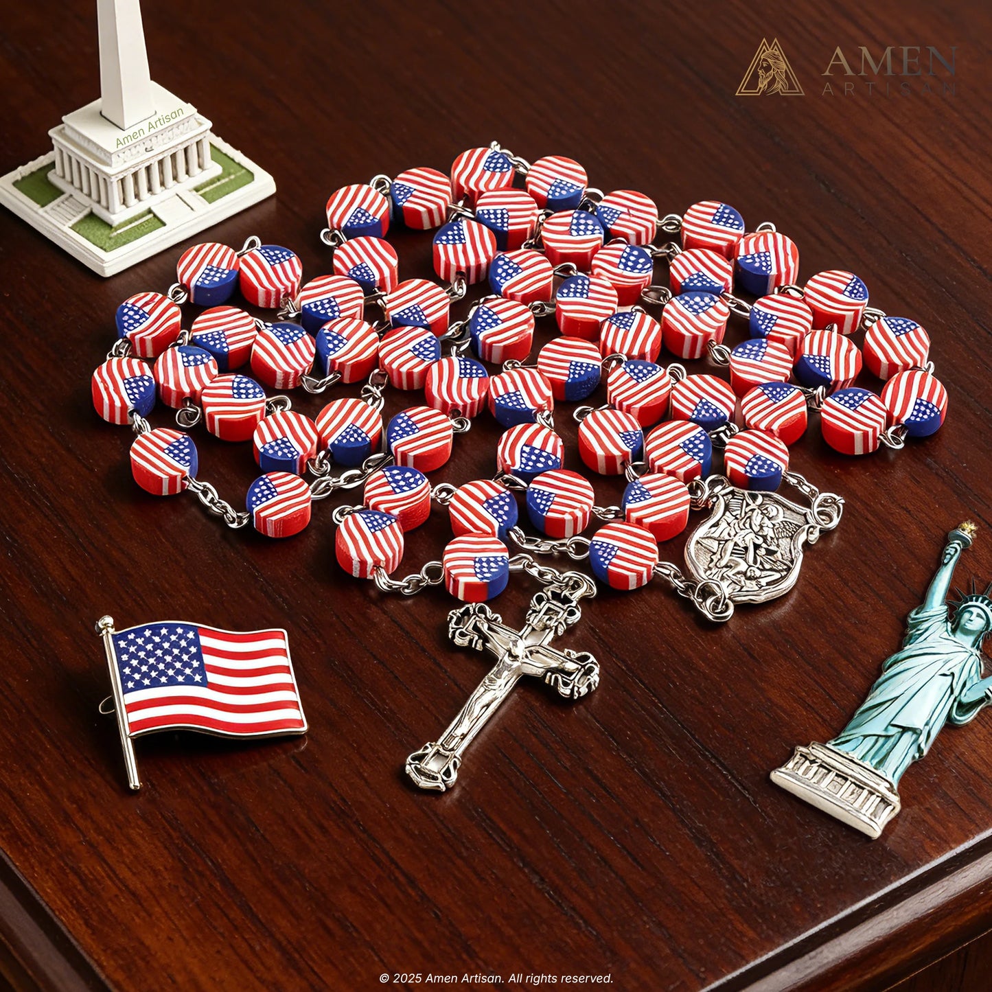 American Flag St. Michael Rosary Amen Artisan