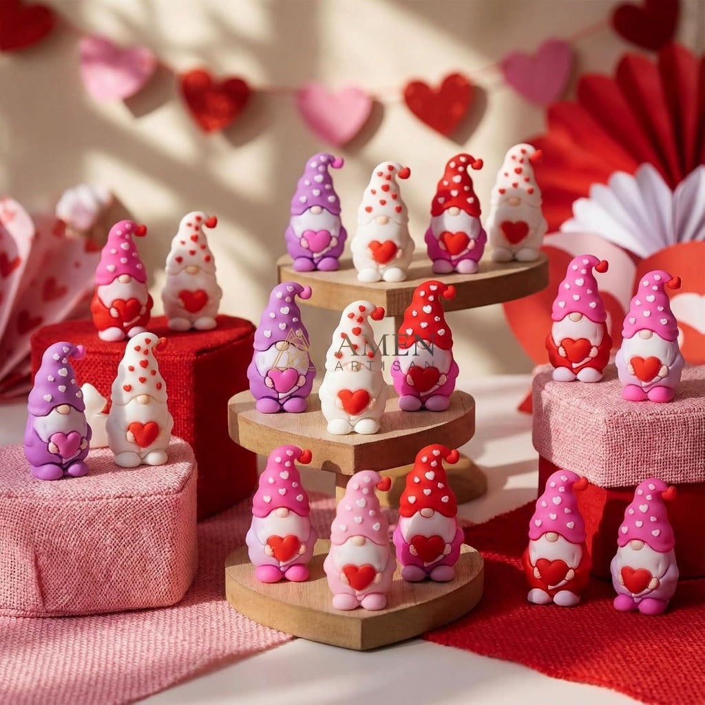 Valentine's Day Mini Gnome Heart Ornaments Amen Artisan