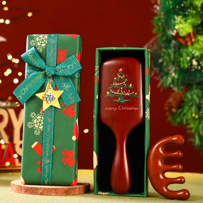 Christmas Wooden Paddle Hair Brush