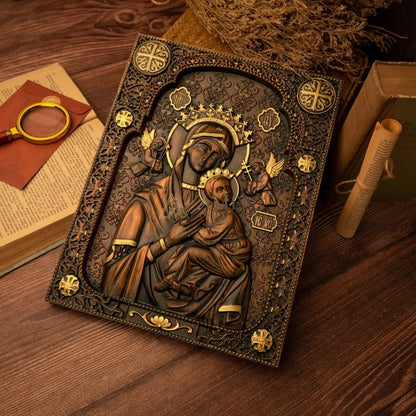 Our Lady of Perpetual Wood Carving Amen Artisan
