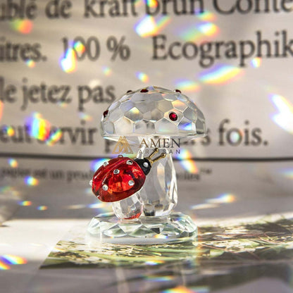 Crystal Mushroom & Ladybug Figurine Amen Artisan