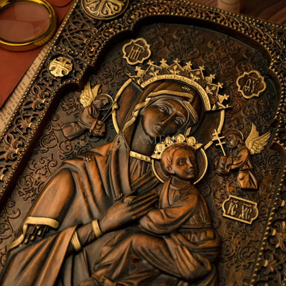 Our Lady of Perpetual Wood Carving Amen Artisan