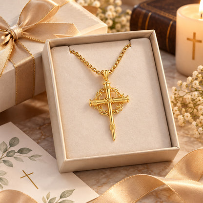 Crown of Thorns Nail Cross Necklace