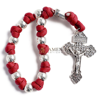 Military-Grade Paracord Pocket Rosary with Antique Bronze Beads Amen Artisan