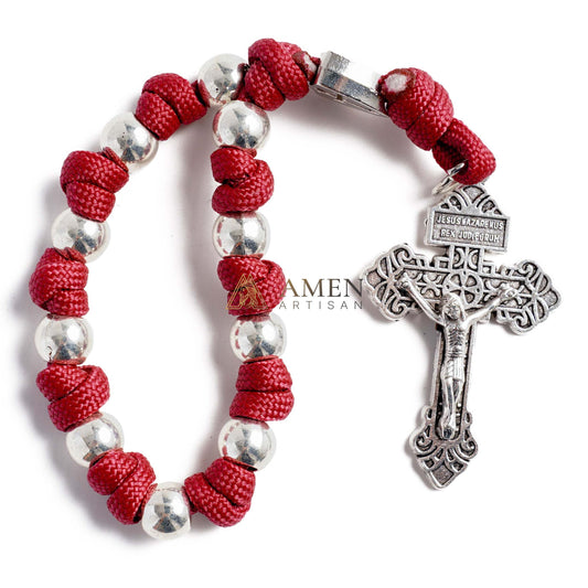 【Deal Today】Military-Grade Paracord Pocket Rosary with Antique Bronze Beads Amen Artisan
