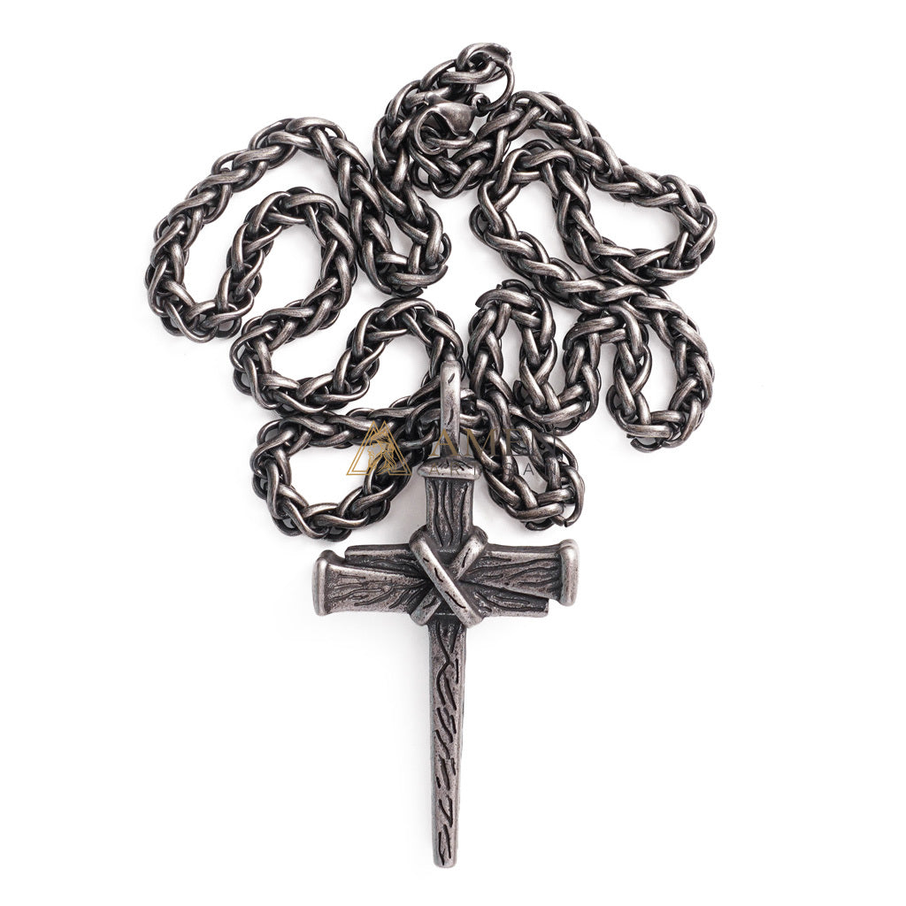 【Deal Today】Heavy Dragon Bone Chain Cross Necklace - Resilience, Faith & Sacred Protection |  Amen Artisan