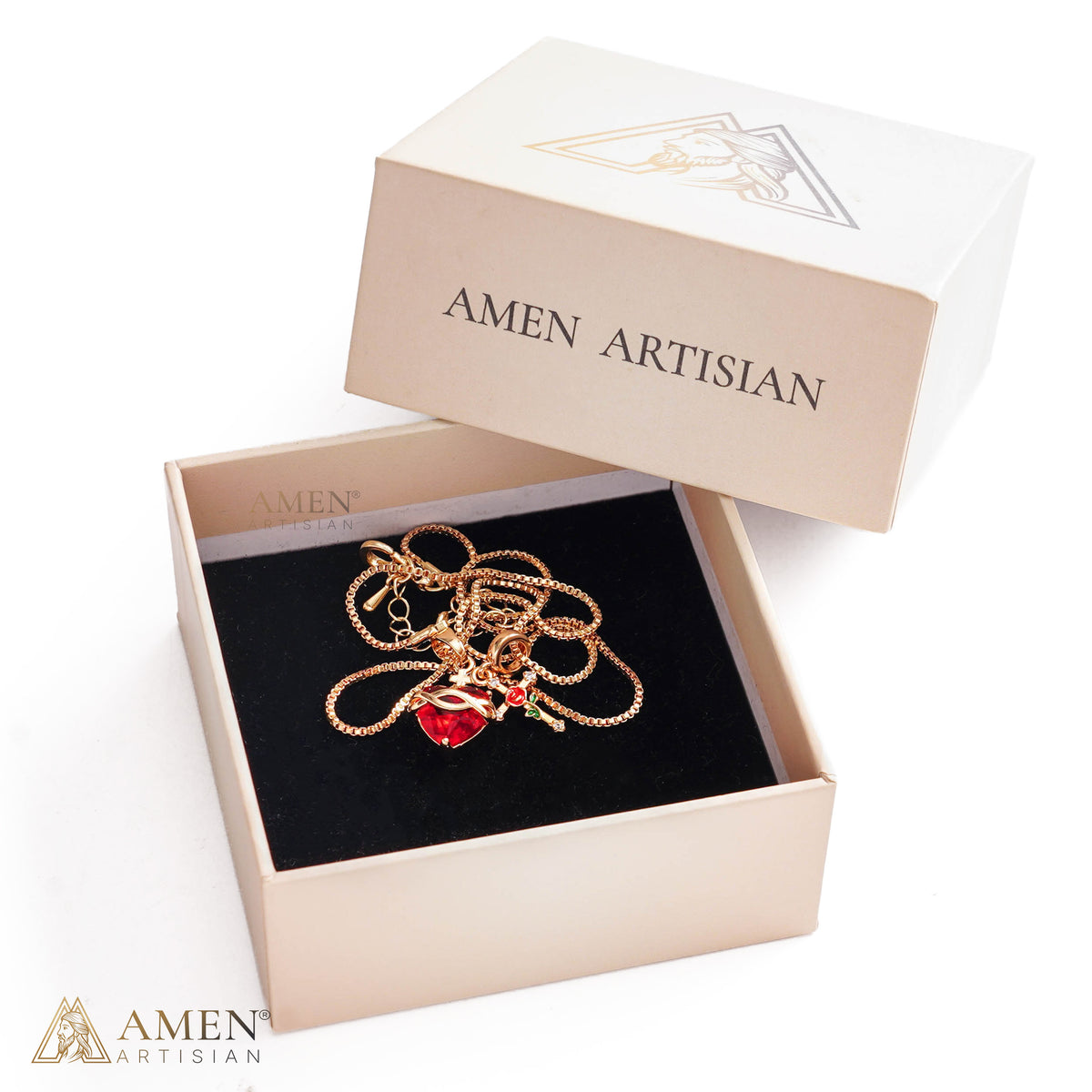 【DEAL TODAY】Sacred Heart & Rose Cross Multi-Pendant Necklace