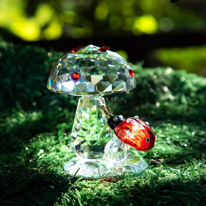 Crystal Mushroom & Ladybug Figurine Amen Artisan