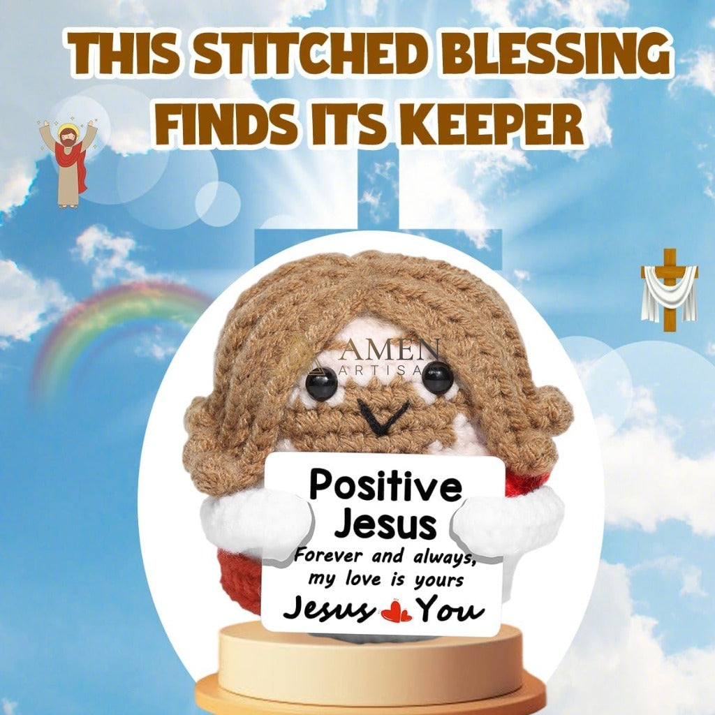 Handmade Positive Jesus Crochet Doll Amen Artisan