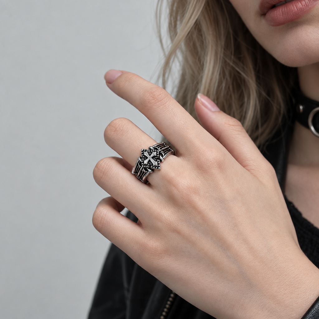 Adjustable Vintage Cross Ring