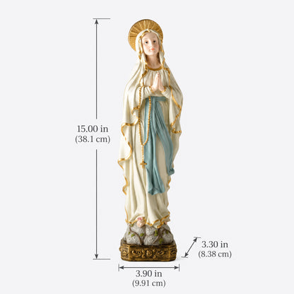 Virgin Mary Resin Statue with Rosary