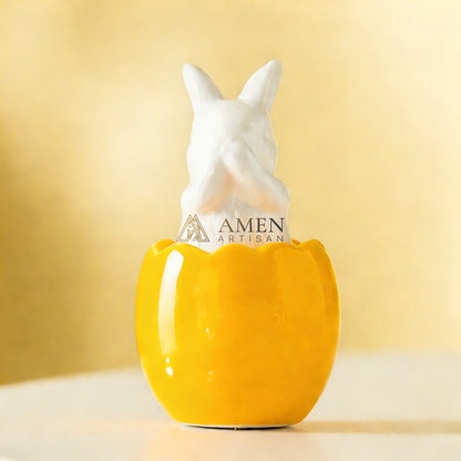 Easter Ceramic Bunny Egg Statue Amen Artisan