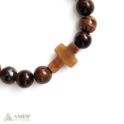 Natural Stone Cross Bracelet