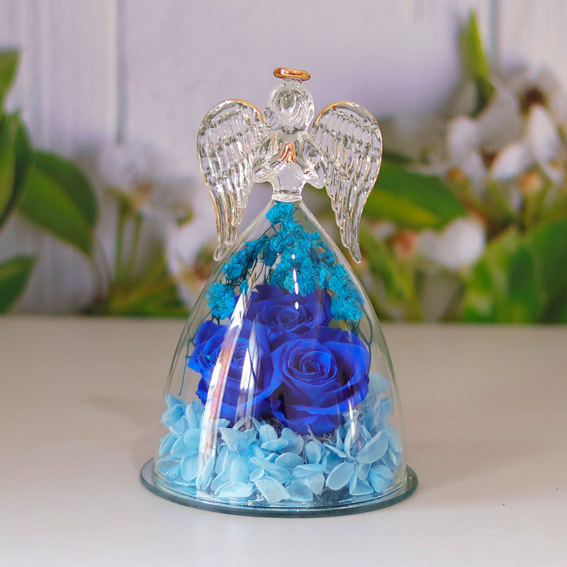 Little Angel Glass Dome with Preserved Rose Amen Artisan