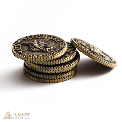 【DEAL TODAY】St. Michael the Archangel Challenge Coin with Prayer Text | Amen Artisan