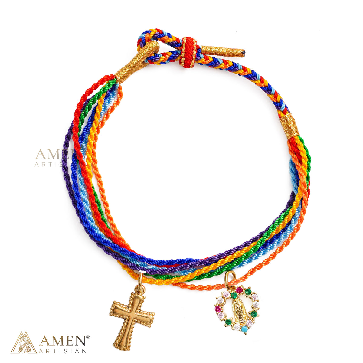 【DEAL TODAY】St. Benedict Medal Adjustable Cord Bracelet with Cross Charm