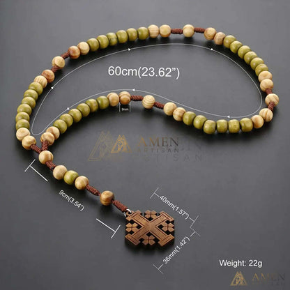 Wooden Cross “Jerusalem” Rosary Amen Artisan