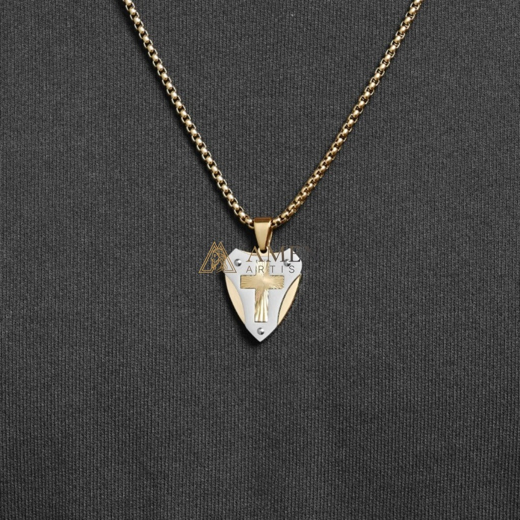 Cross Shield Pendant Necklace Amen Artisan