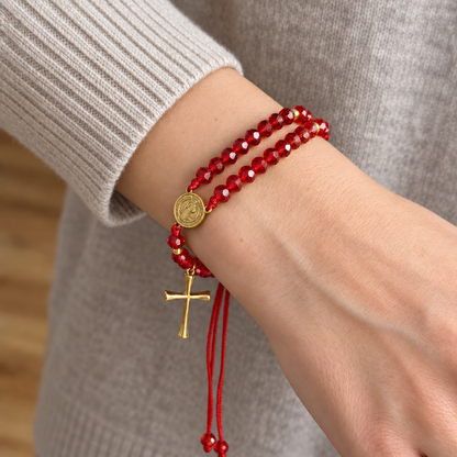 【DEAL TODAY】Adjustable St. Benedict Medal Double-Strand Bracelet with Cross Charm