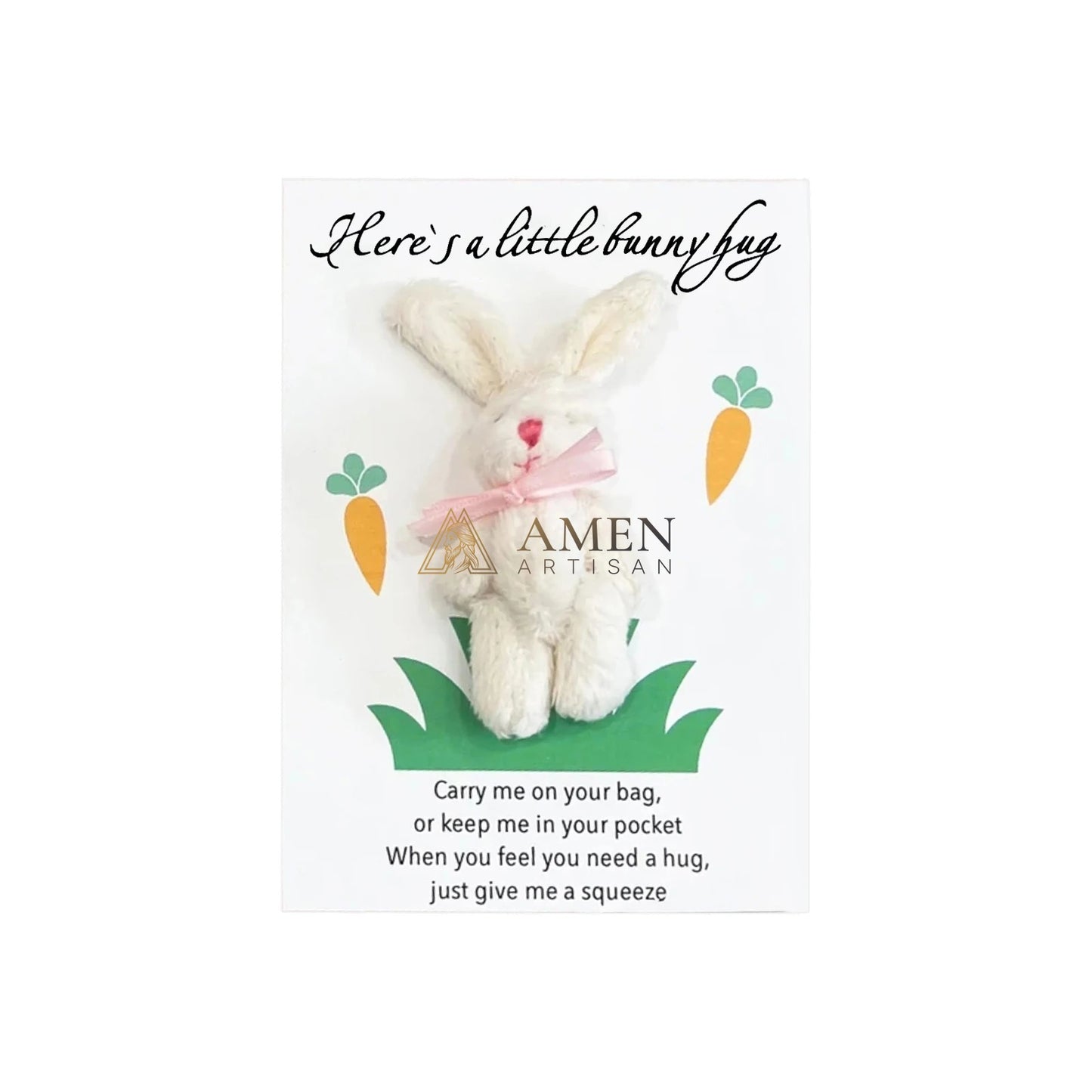 Cuddly Bunny Pocket Hug Charm Amen Artisan