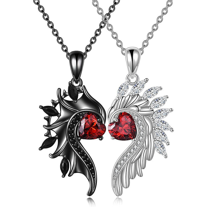 Angel & Demon Wings Couple Pendant Necklace Amen Artisan