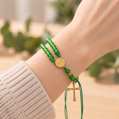 【DEAL TODAY】Adjustable St. Benedict Medal Double-Strand Bracelet with Cross Charm