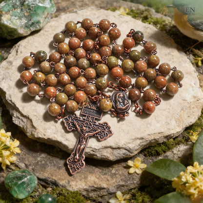 Flower Green Jasper Rosary Amen Artisan