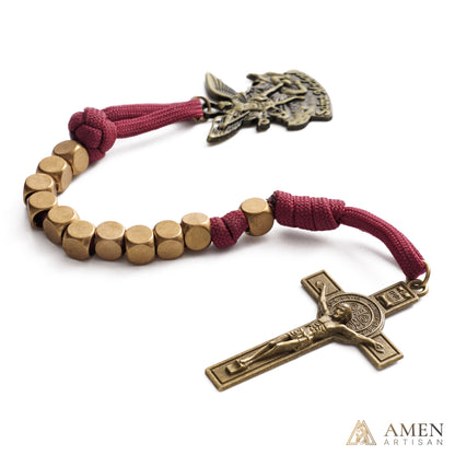 【DEAL TODAY】Burgundy Clip-On Pocket Decade Rosary with Crucifix and Our Lady Medal