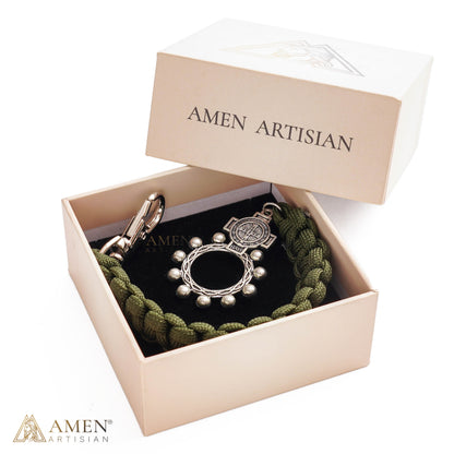 St. Benedict Paracord Rosary Keychain | Amen Artisian