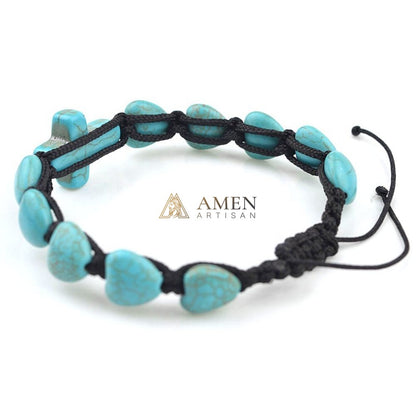 Heart-Shaped Turquoise Cross Bracelet  Amen Artisan
