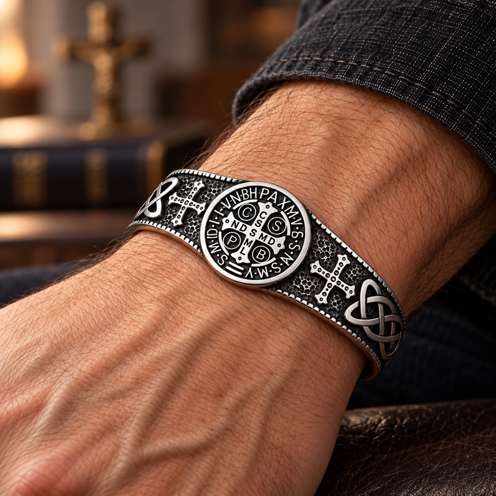 St. Benedict Medal Cuff Bracelet — Faith, Strength & Protection