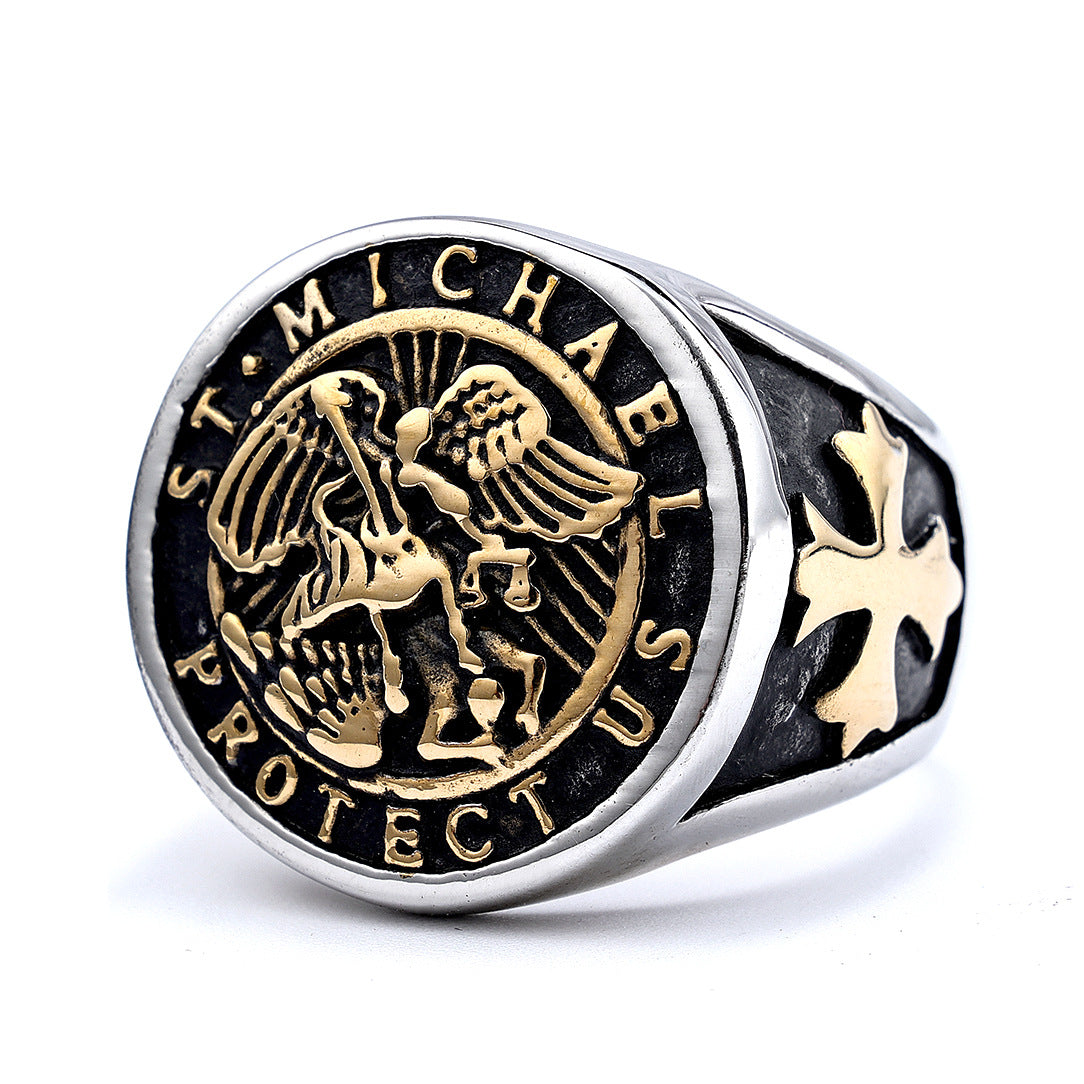 St. Michael Protect Us Round Ring Amen Artisan
