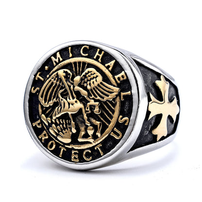 St. Michael Protect Us Round Ring Amen Artisan
