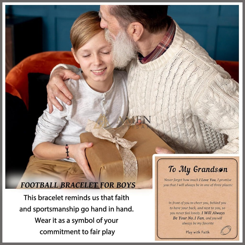 Cross Football Braided Bracelet Amen Artisan