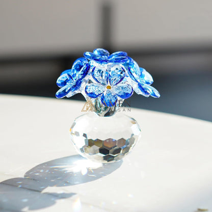 Crystal Blue Floral Figurine  Amen Artisan