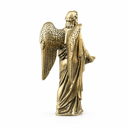 Handcrafted Solid Brass Guardian Angel Figurine - Protection, Peace & Blessing |  Amen Artisan
