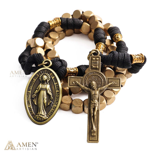 【LIMITED-TIME 50% OFF】St. Benedict Crucifix & Miraculous Medal Brass Bead Paracord Rosary