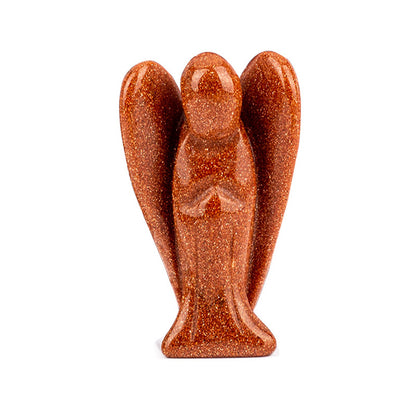 Natural Crystal Angel Figurine Gemstone Energy Keeper, Healing Guardian Decor Amen Artisan