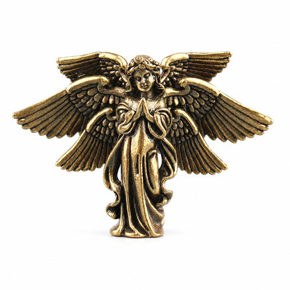 Handcrafted Solid Brass Guardian Angel Figurine - Protection, Peace & Blessing |  Amen Artisan
