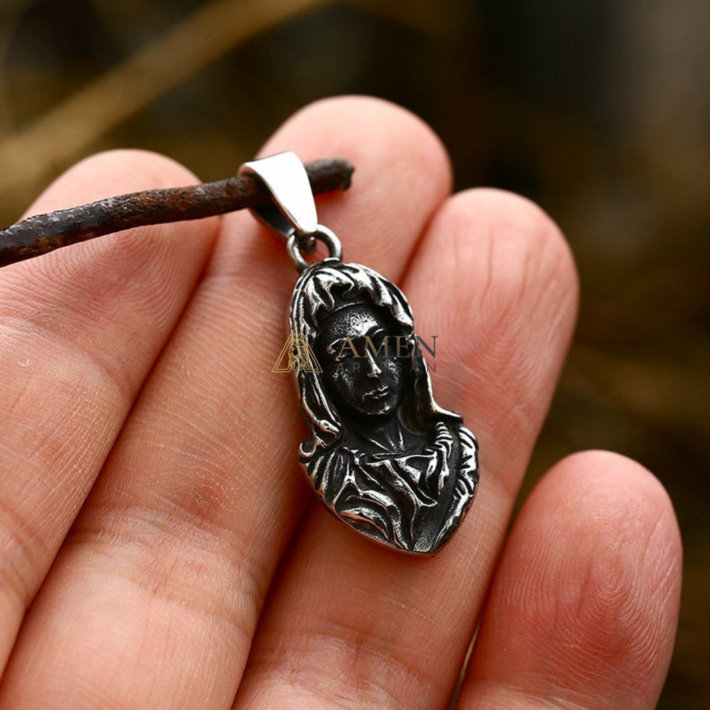 Virgin Mary Icon Pendant Necklace Amen Artisan