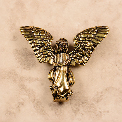 Handcrafted Solid Brass Guardian Angel Figurine - Protection, Peace & Blessing |  Amen Artisan