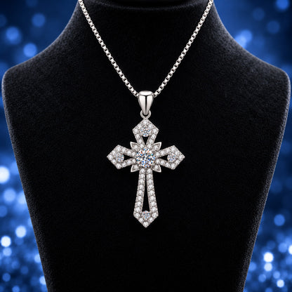 Moissanite Cross Pendant Necklace