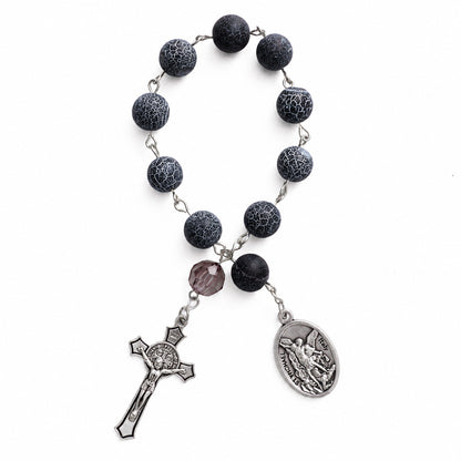 【DEAL TODAY】Natural Blue Agate Rosary — Unique Weathered Texture