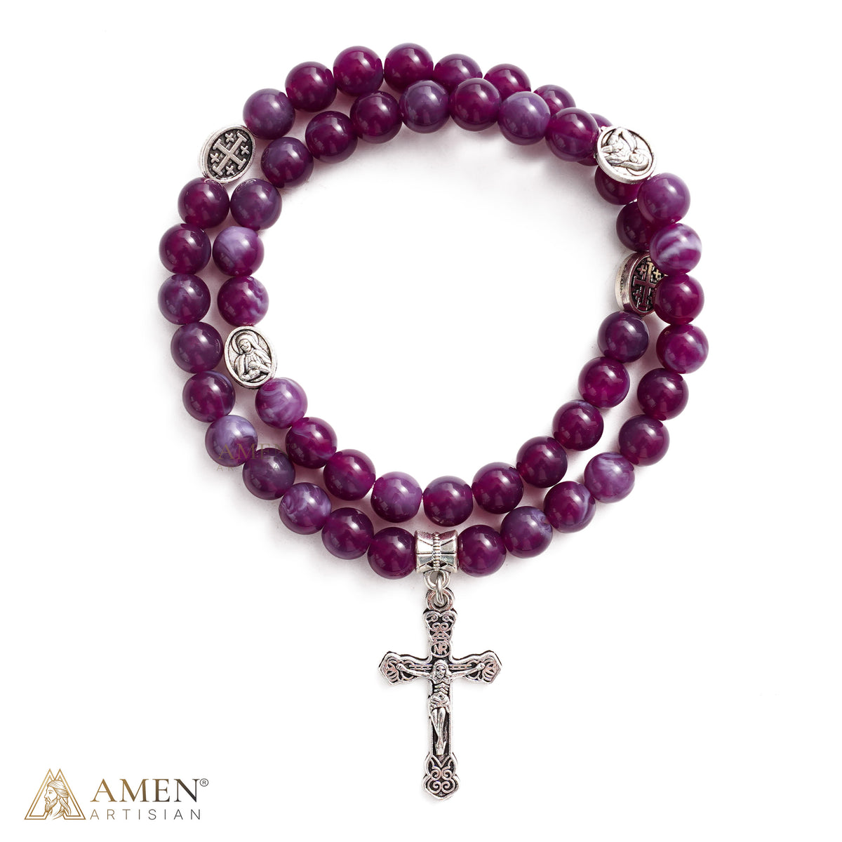 Convertible Miraculous Medal Beaded Bracelet & Necklace