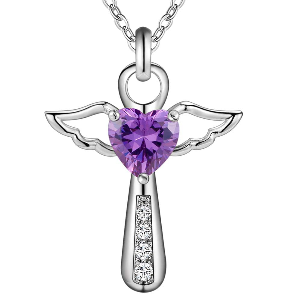 Sparkling Angel Heart Pendant Necklace